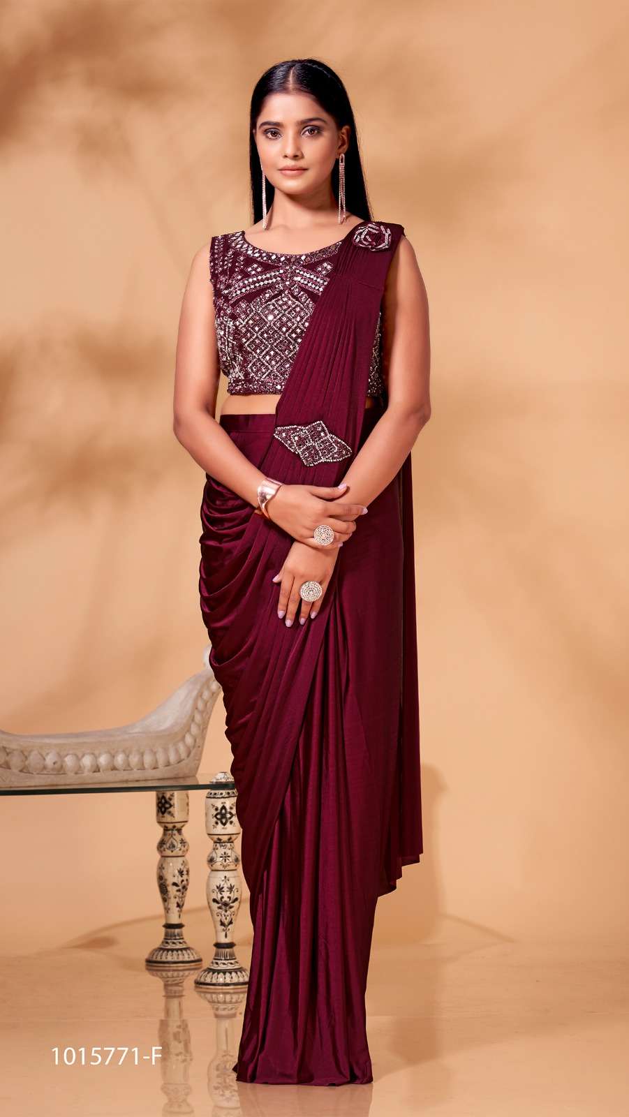 design number 1015771 ready to wear saree designer readymade blouse with ready to wear saree partywear stylish 1 minute wearable saree collection 