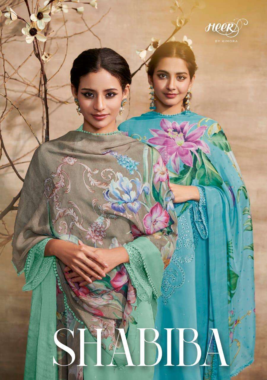 heer by kimora catalogue shabiba series 9091 to 9098 pure cotton satin suit elegant straight dress suit material for summers party