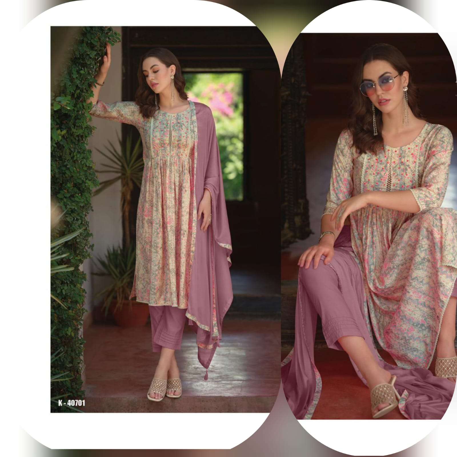 kailee fashion catalogue sanduk series k40701 to k40708 nyra cut with aliacut style readymade kurtie with pant and duppta stylish naira cut readymade suits collection