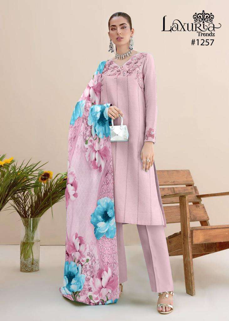 laxuria trendz design number 1257 handwork kurtie with pant and duppta collection readymade handwork pakistani dress