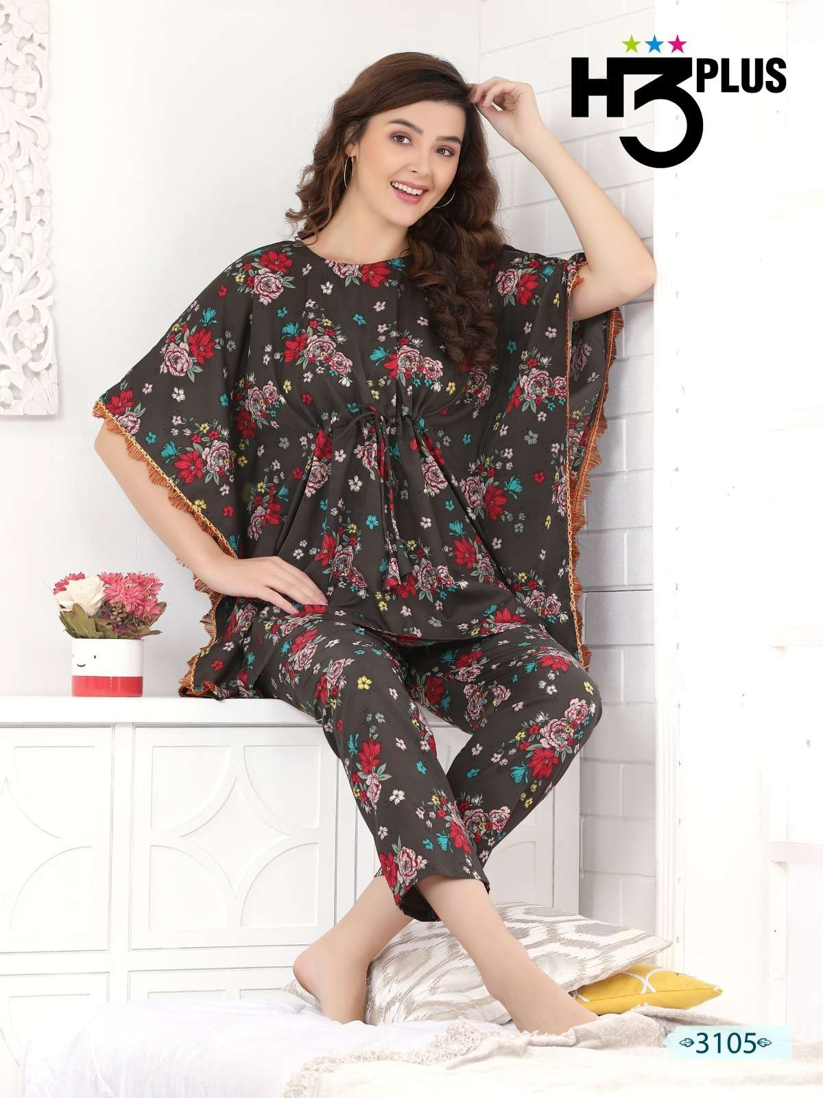 premium kaftan nightsuit collection 2pcs premium night suit kaftan style top and pyjama kaftantop nightdress for women comfortable nightdress