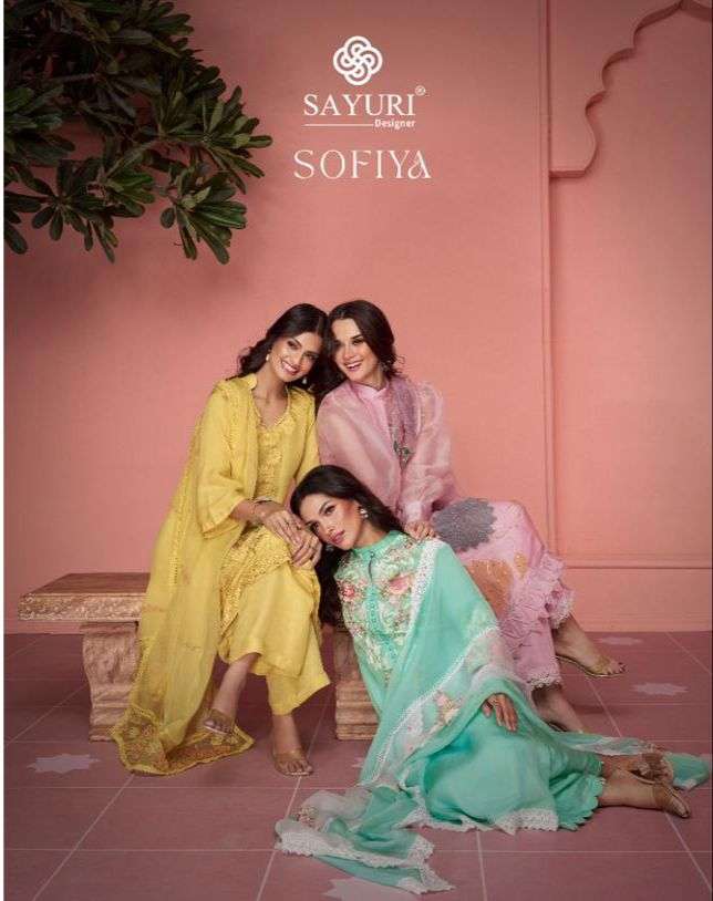 sayuri designer catalogue sofiya series 5262 to 5266 readymade designer dreses collection straight partywear suits collection