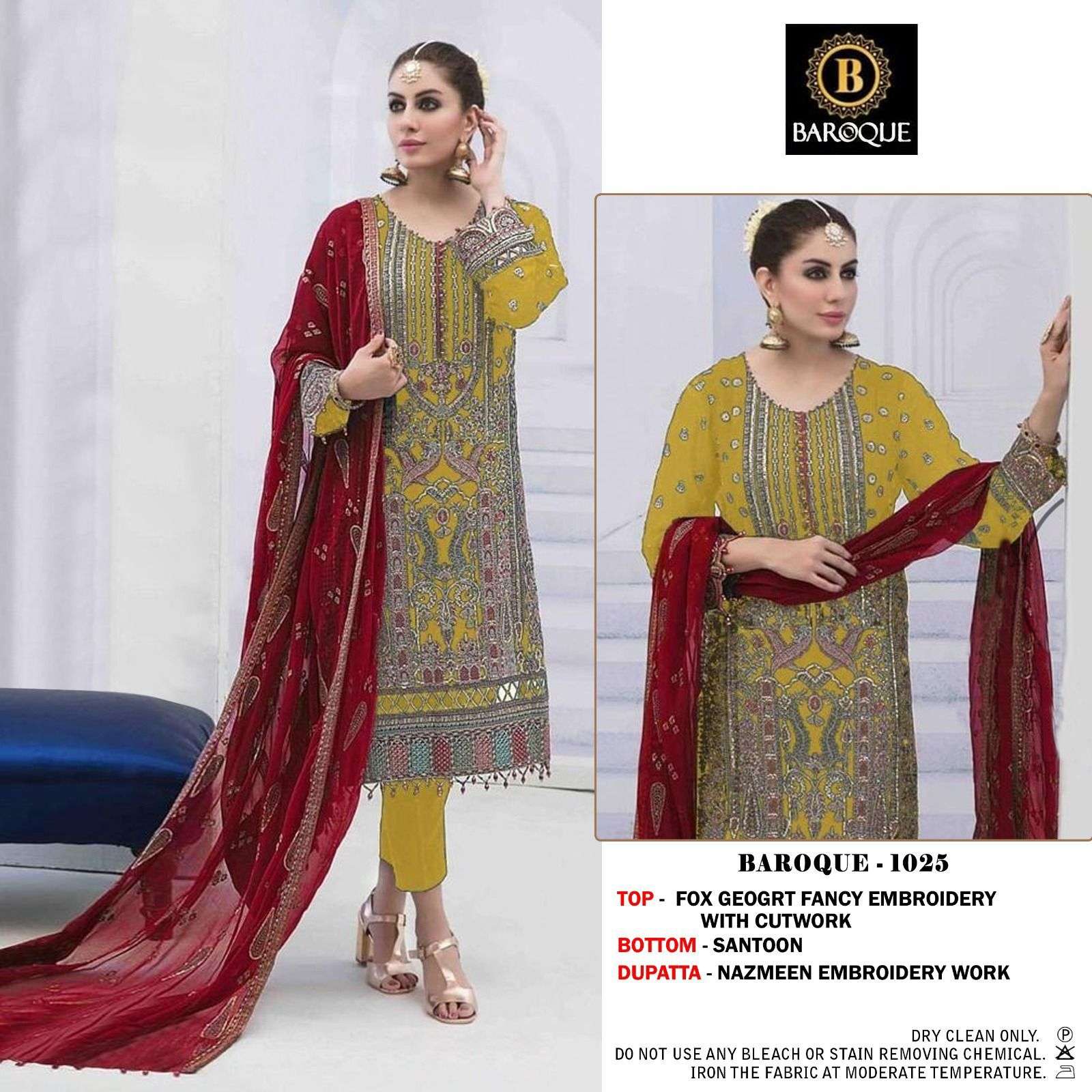 baroque 1025 georgette heavy embroidery pakistani dresses collection heavy embroidery partywear pakistani suit collection