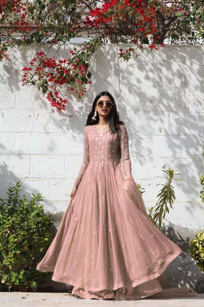 beautiful gown dupatta set str 1070 zz fox georgette with embroidery mirror work designer partywear readymade heavy embroidery gown in best quality and cheap price