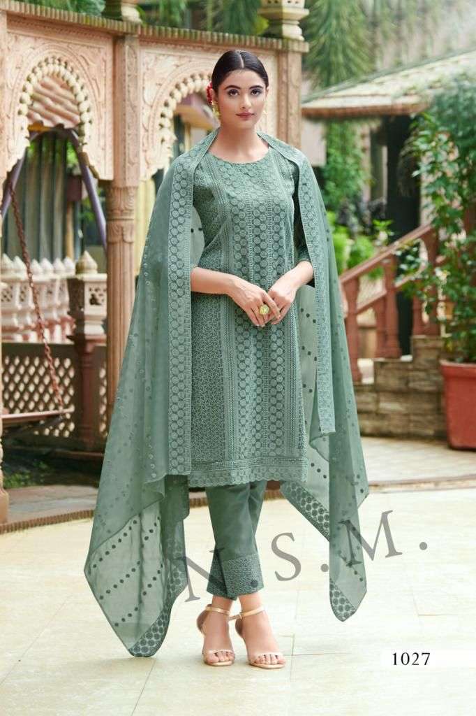 catalogue name summer cool heavy shiffli full stiched suit heavy georgette readymade chickankari lucknavi work straight suit