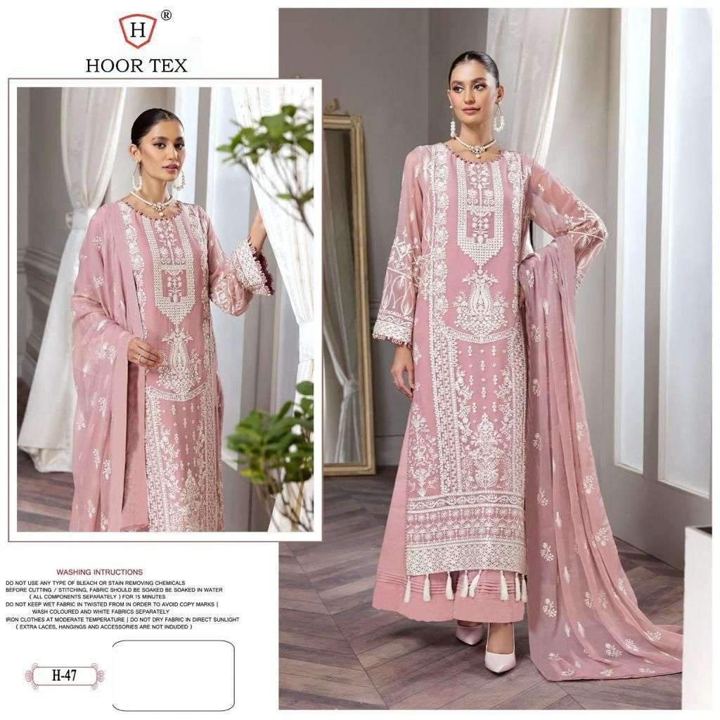 hoor tex launching pakistani concept super hit desighn colour edition series  h47 a to d heavy georgette with embroidery and mirror work pakistani suit 