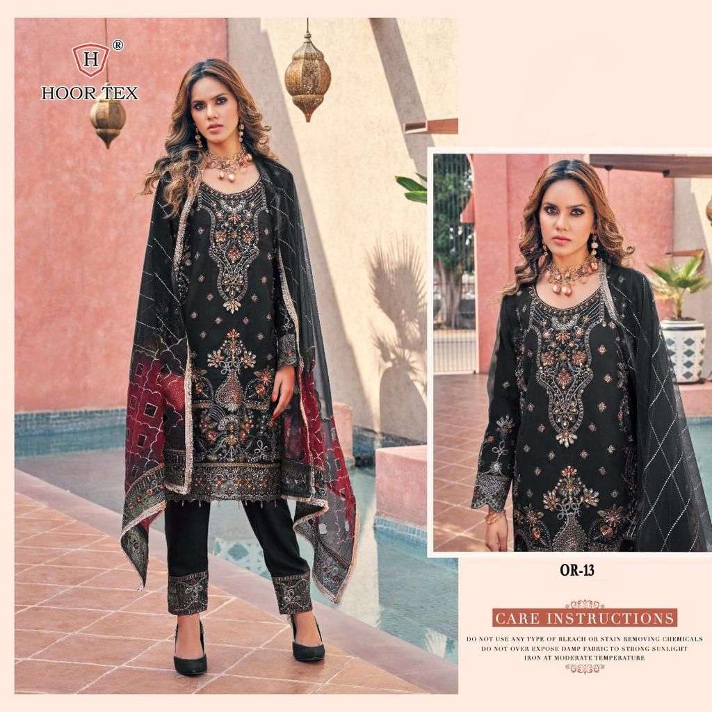 hoor tex pakistani new concept design number or 13 a to e heavy organza with embroidery work beautiful hand work pakistani dresses collection