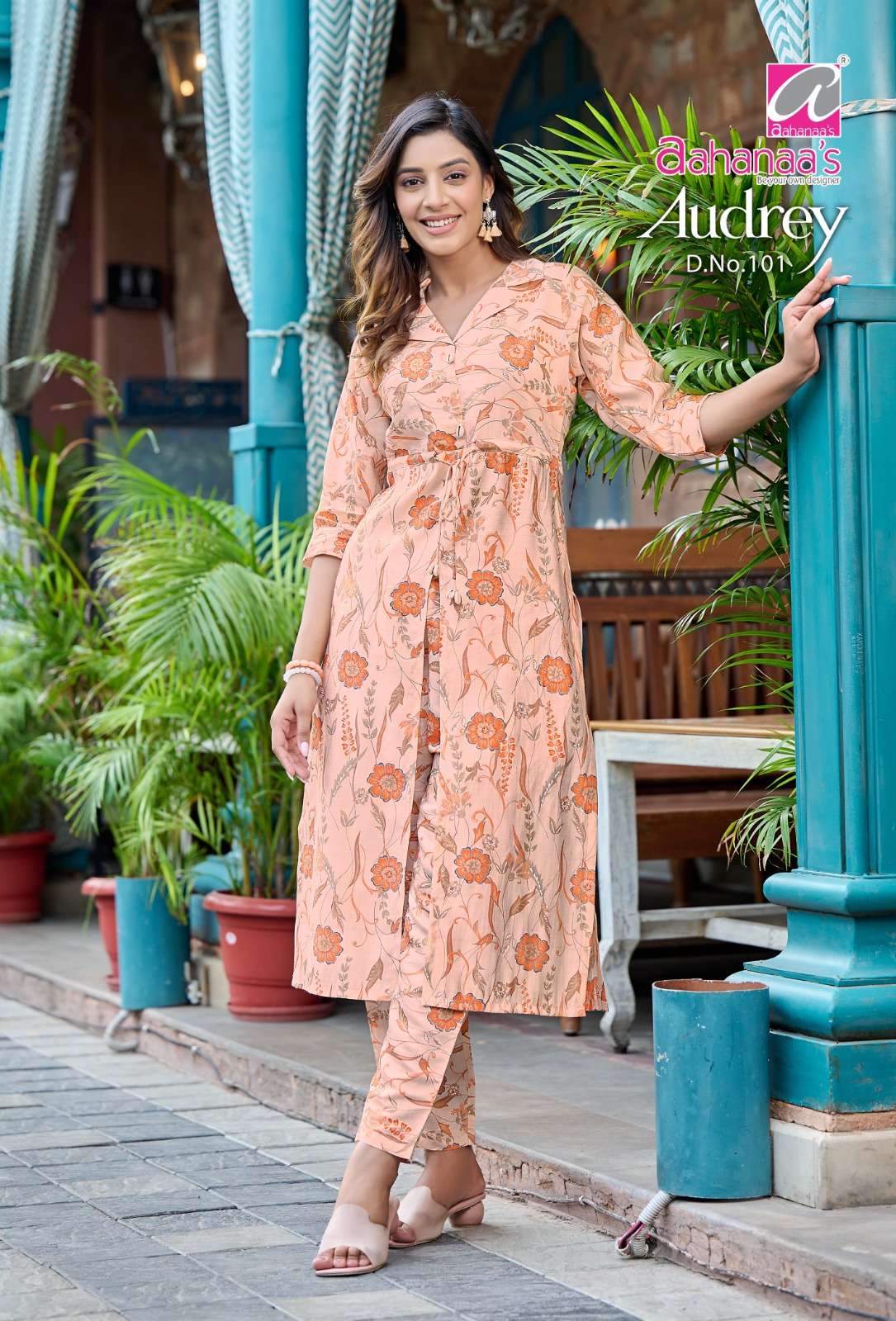 aahanaas catalogue audrey series designer concept coord sets exclusive designs exclusive patterns in hand sleeve and relaxing fits for all season coord set designer printed coord set 