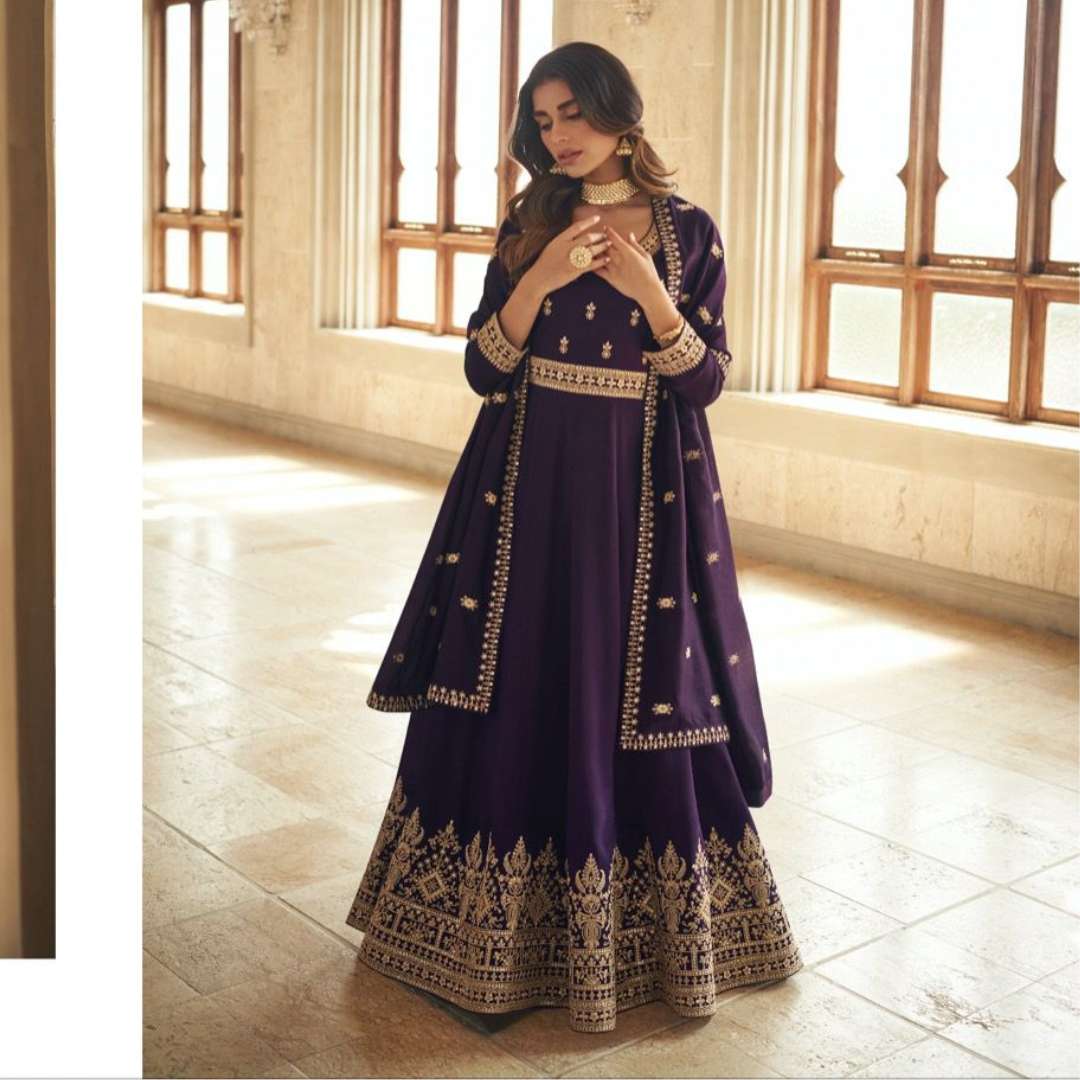 aashirwaad creation catalogue noorjaha series 9641 to 9644 premium silk free size stiched anarkali dresses collection designer partywear gown