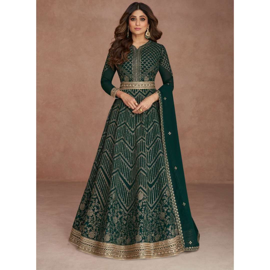 aashirwaad creation catalogue sajni series 9543 to 9547 free stiched readymade anarkali gown full heavy embroidery partywear designer full flair catalogue brand dresses