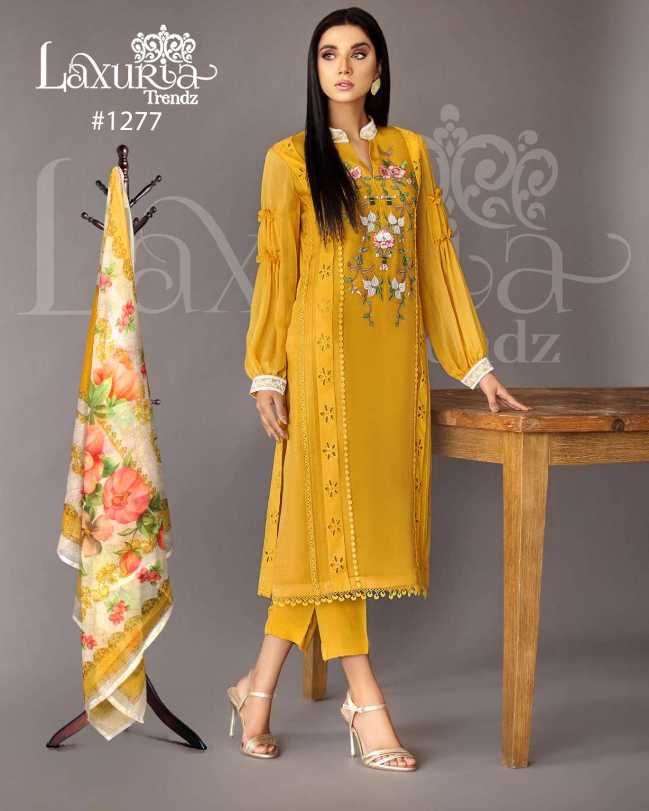 festival special collection new handwork collction kurti with pant n duptta laxuria trendz design number 1277 luxury pret collection in tunic n cigarette pants with duptta Pakistani readymade suit collection