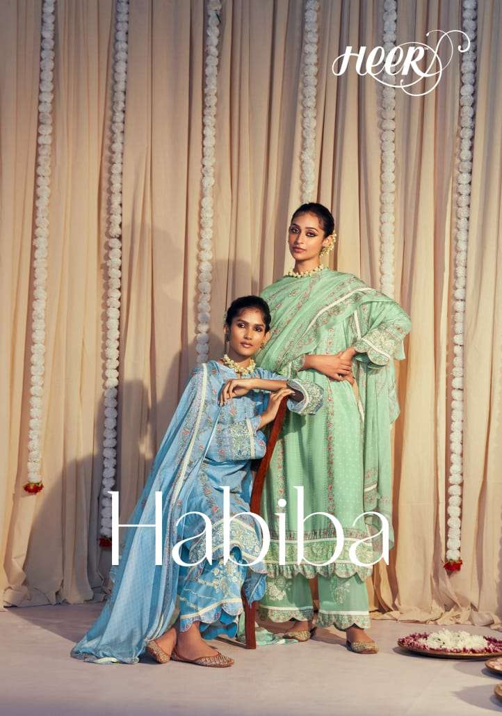 kimora heer catalogue habiba series 9021 to 9028 pure muslian pakistani style dresses pure fabric heavy embroidery designer suits