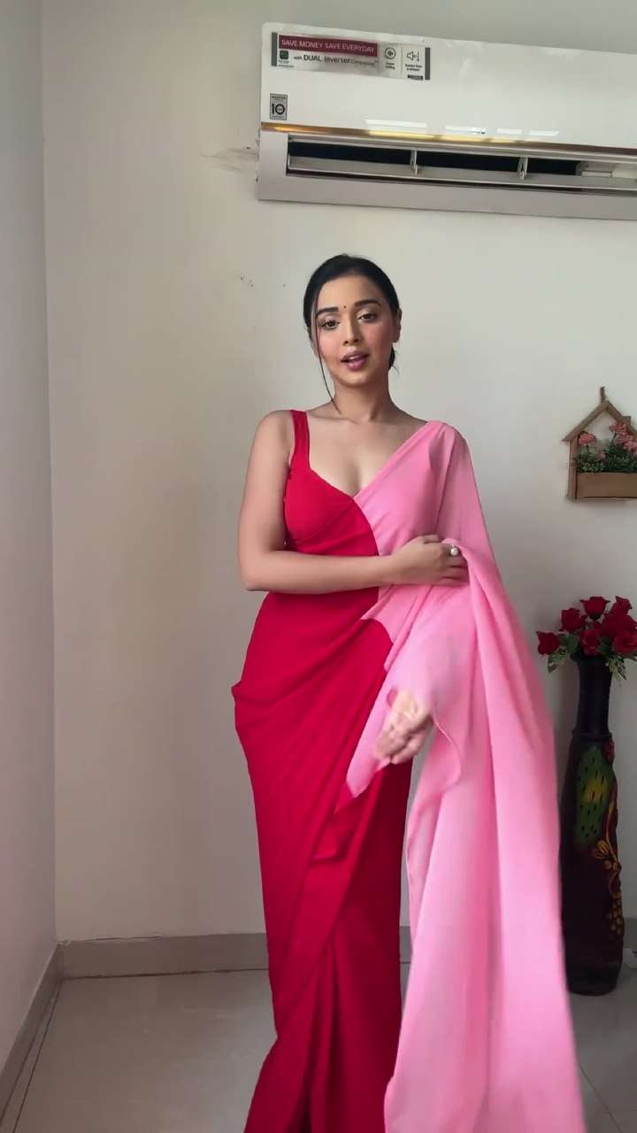 presenting you most beautiful latest ready to wear saree collection code hc777 alia bhatt saree bollywood replica two colour ready to wear one minute saree collection rocky ki rani alia bhatt saree  