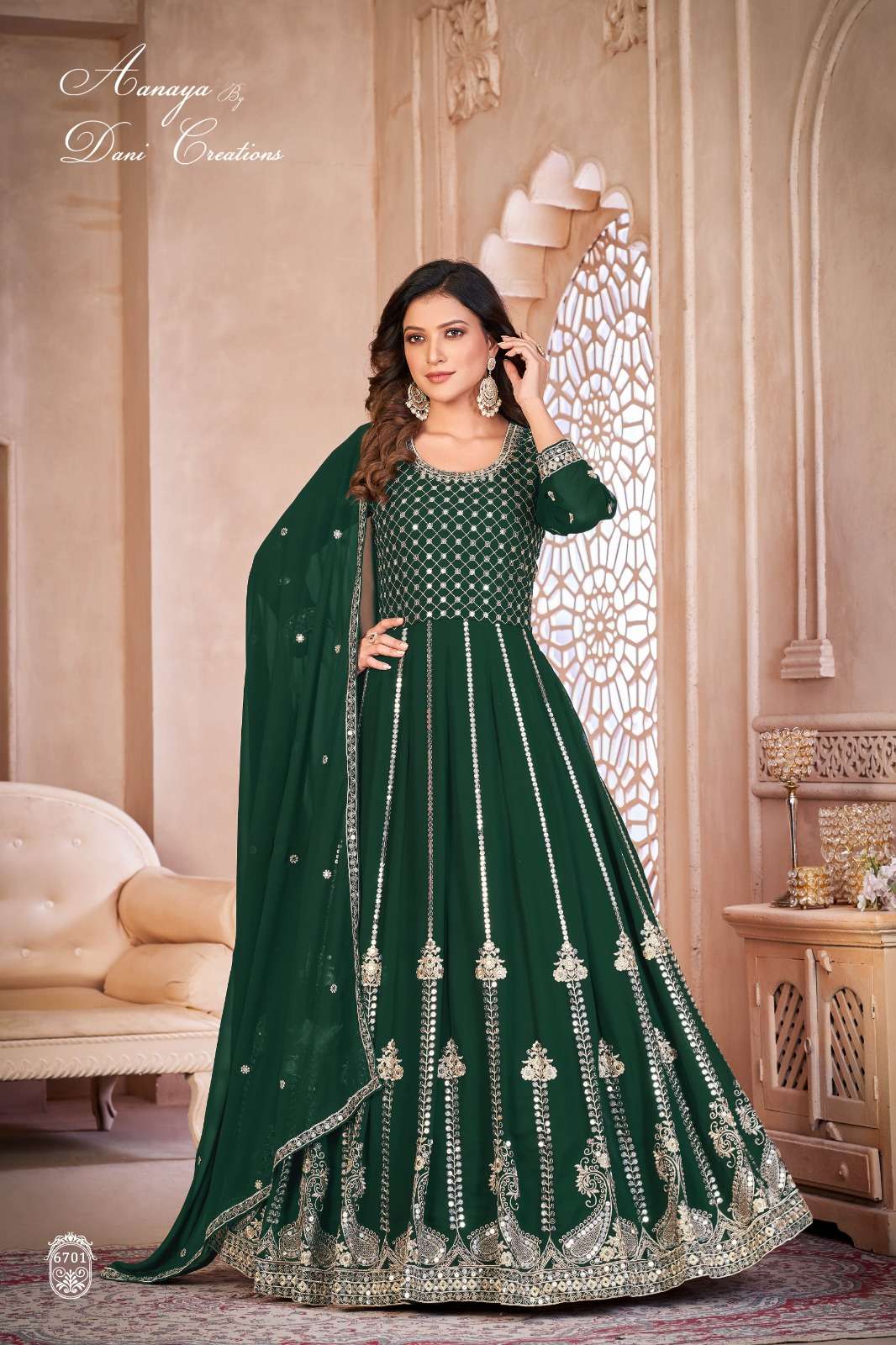 aanya by dani creation aanya vol 167 series 6701 to 6702 faux georgette heavy embroidery gown style dress gown style partywear suit  
