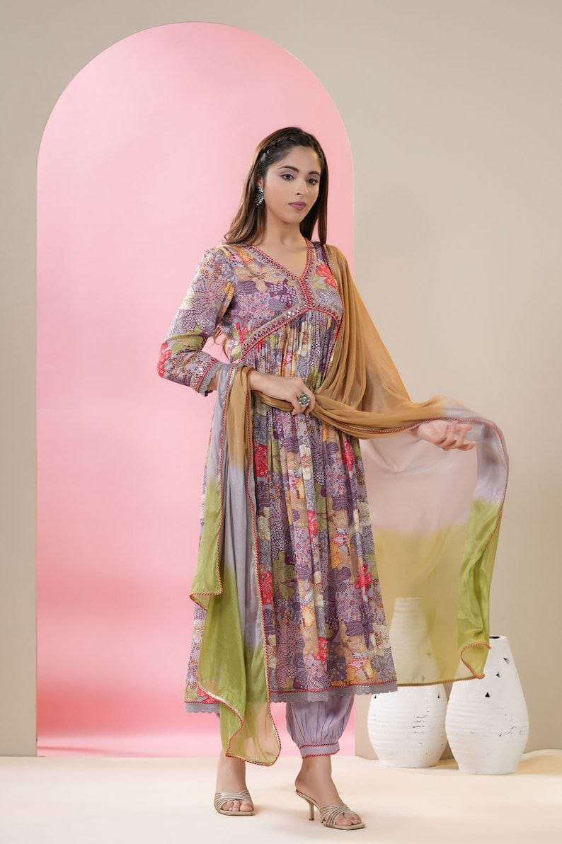 aliacut readymade suit collection muslin alia cut suit set handwork embroidery readymade kurtie with pant and duppta set  