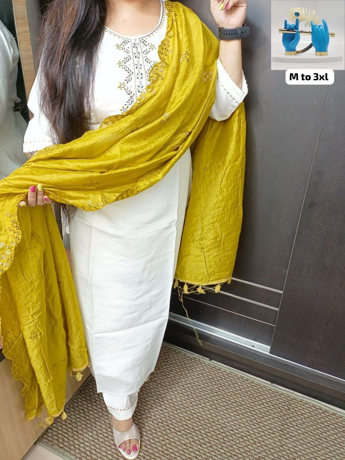 designer pure muslin silk straght kurti beautiful embroidery premium quality silk pant silk beautiful full length dupatta readymade kurtie with pant and duptta  