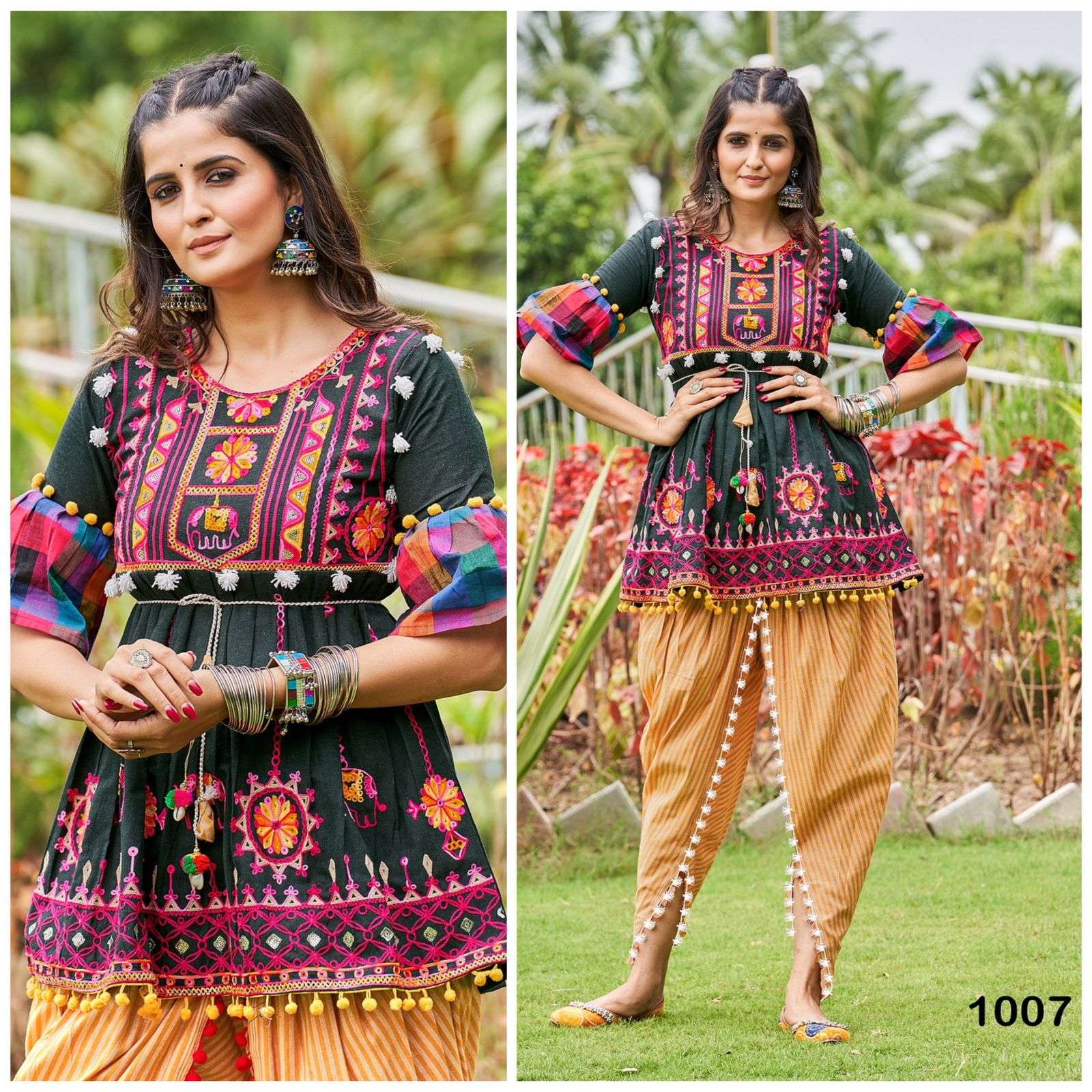 dholidaa vol 3 series 1001 to 1012 garba this navaratri with colourful stylish and  traditional kedias pure khadi cotton with beautiful embroidery kediya top and tulip pant 