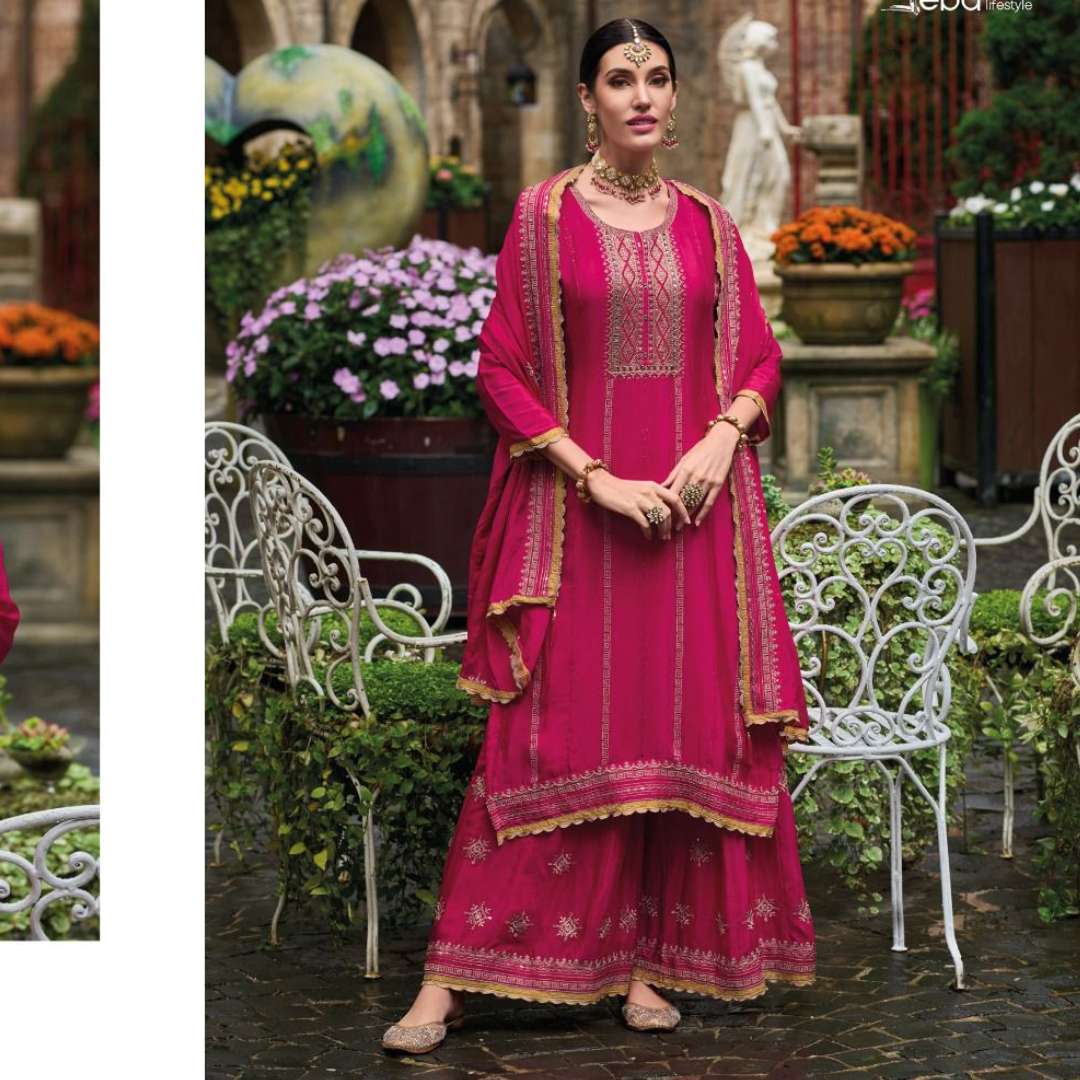 eba lifestyle catalogue fhillauri series 1612 to 1615 heavy chinon with embroidery and handwork partywear sharara suit collection designer suit collection