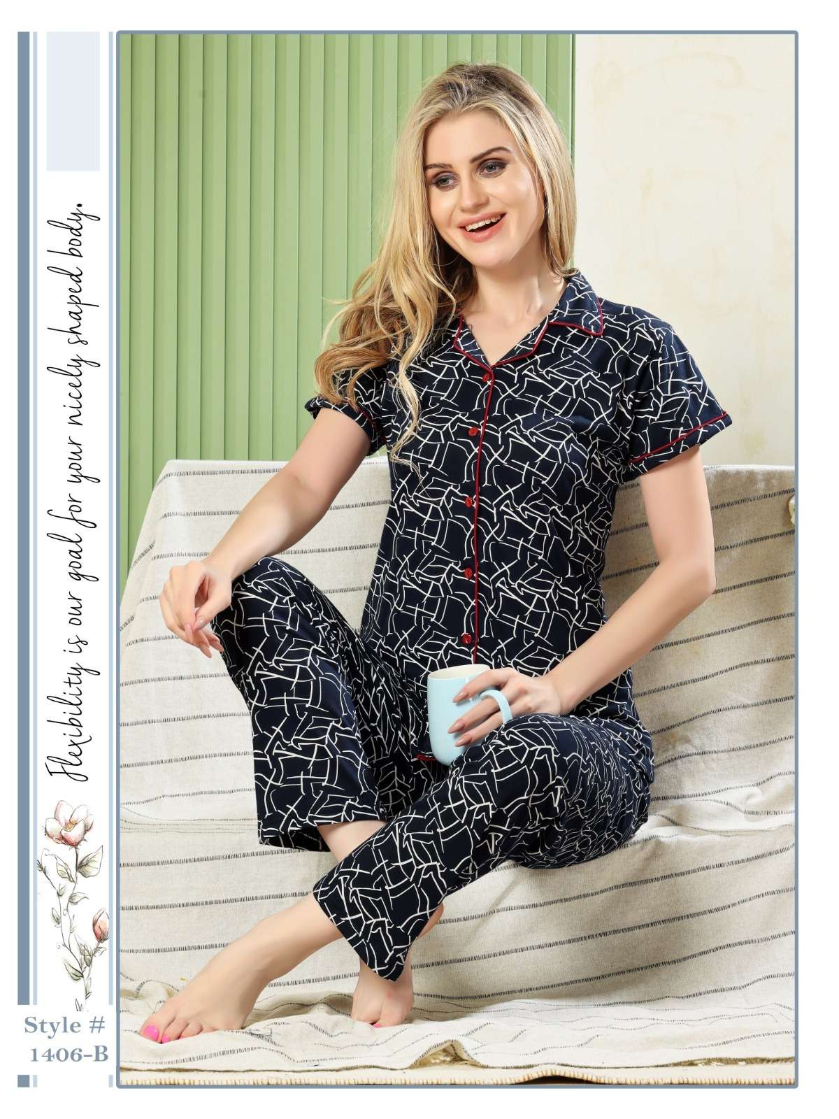 nightdress for women  new super hit design 2 pieces premium night suits tshirt with collar payjama fabric sinker hosiery 