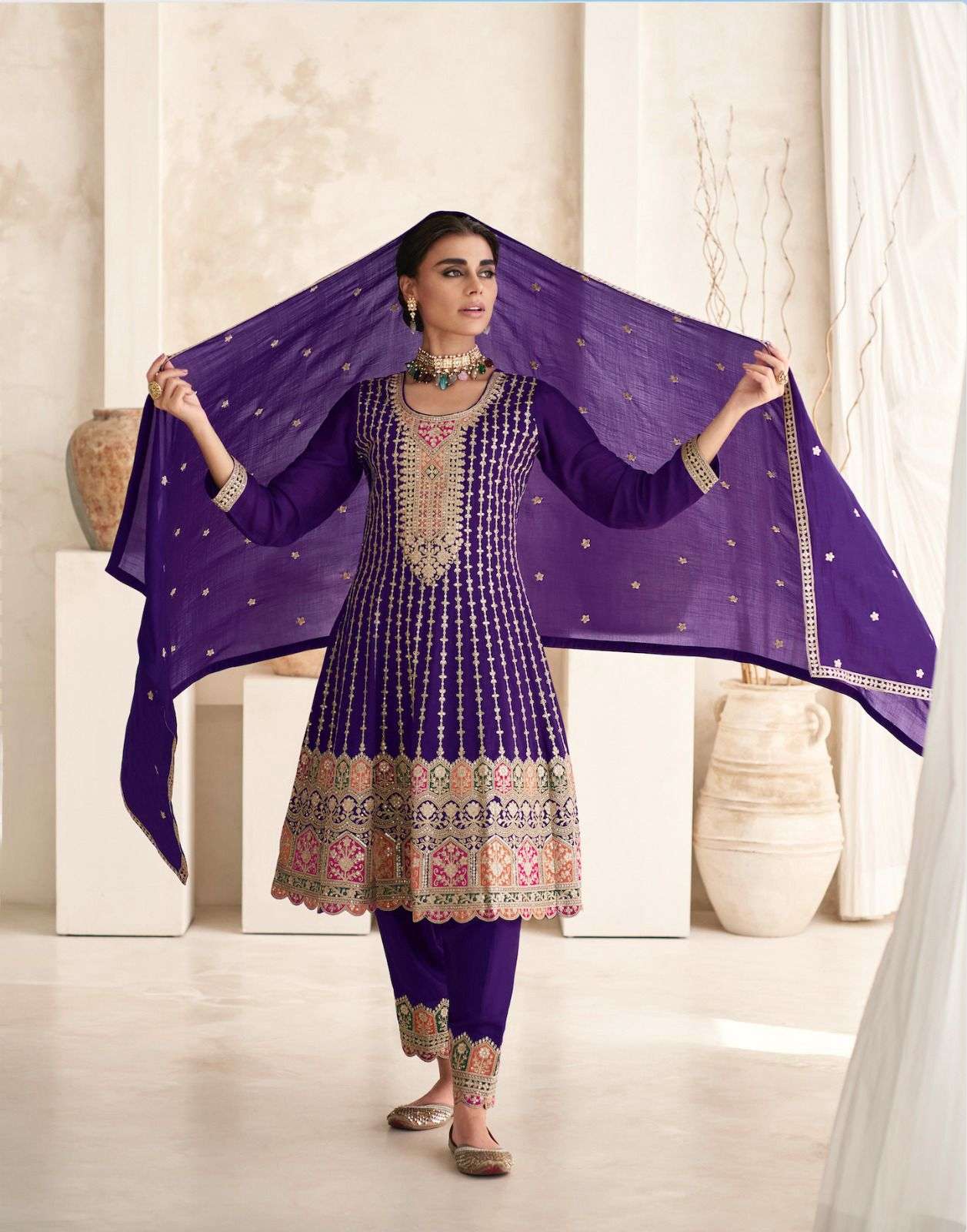 aashirwaad creation catalogue romani series 9774 to 9777 premium silk heavy embroidery stylish afghani style suit collection partywear afghani suit  