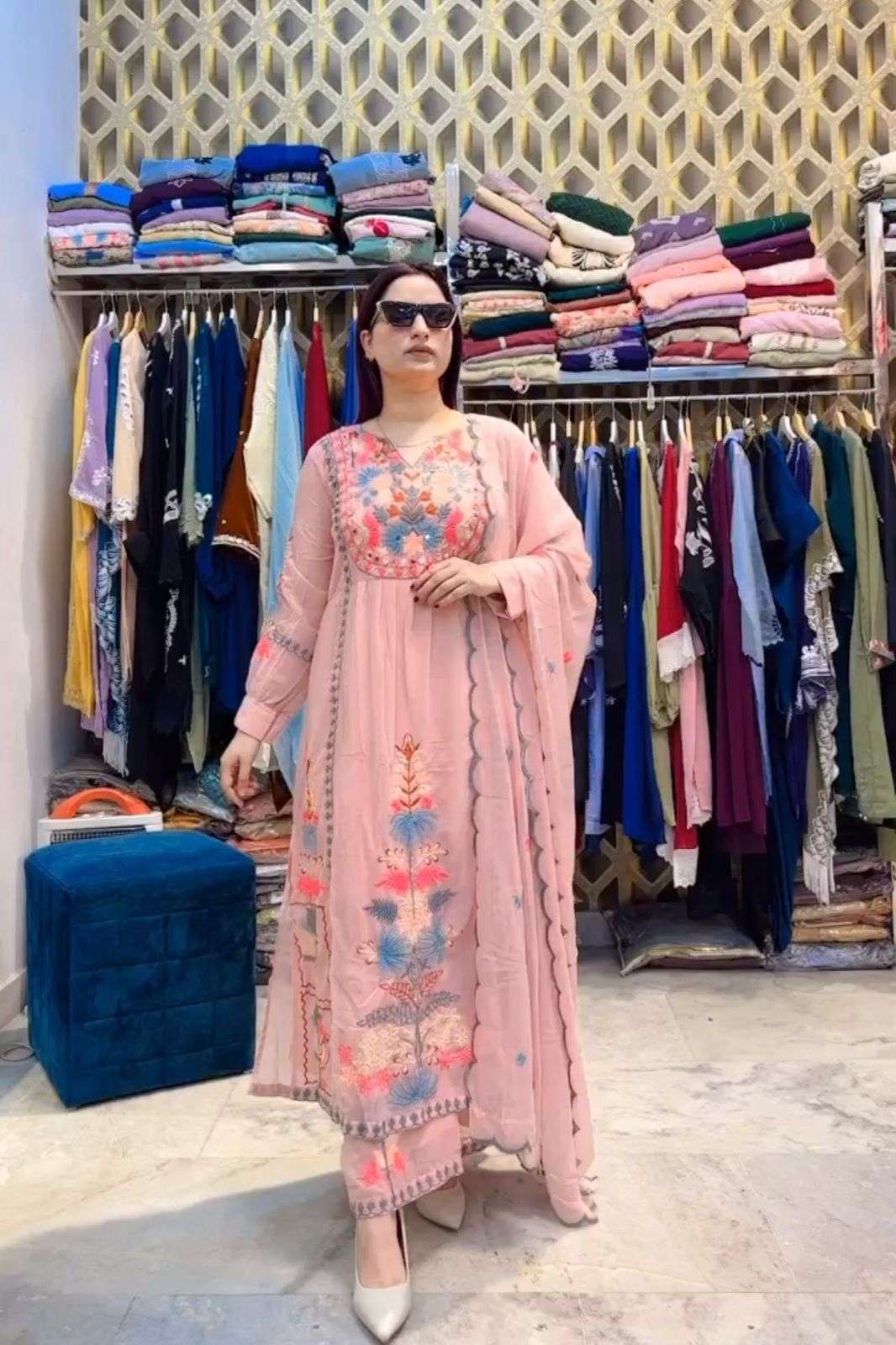 ad ready to wear collection new sizes  s m l xl xxl 3xxl all size ready launching new designer party wear look top plazzo n dupatta set pakistani readymade suit  