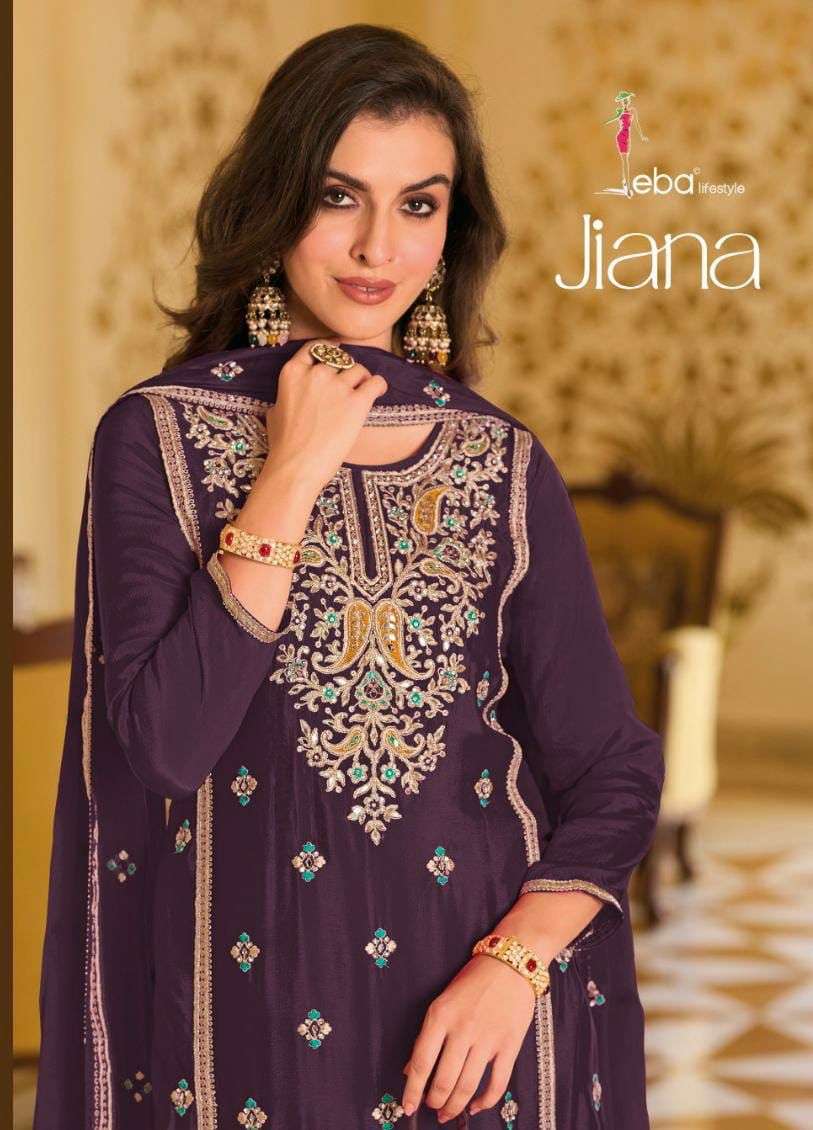 eba lifestyle catalogue jiana series 1635 to 1638 premium silk with  emboidery work straight partywear suit collection 