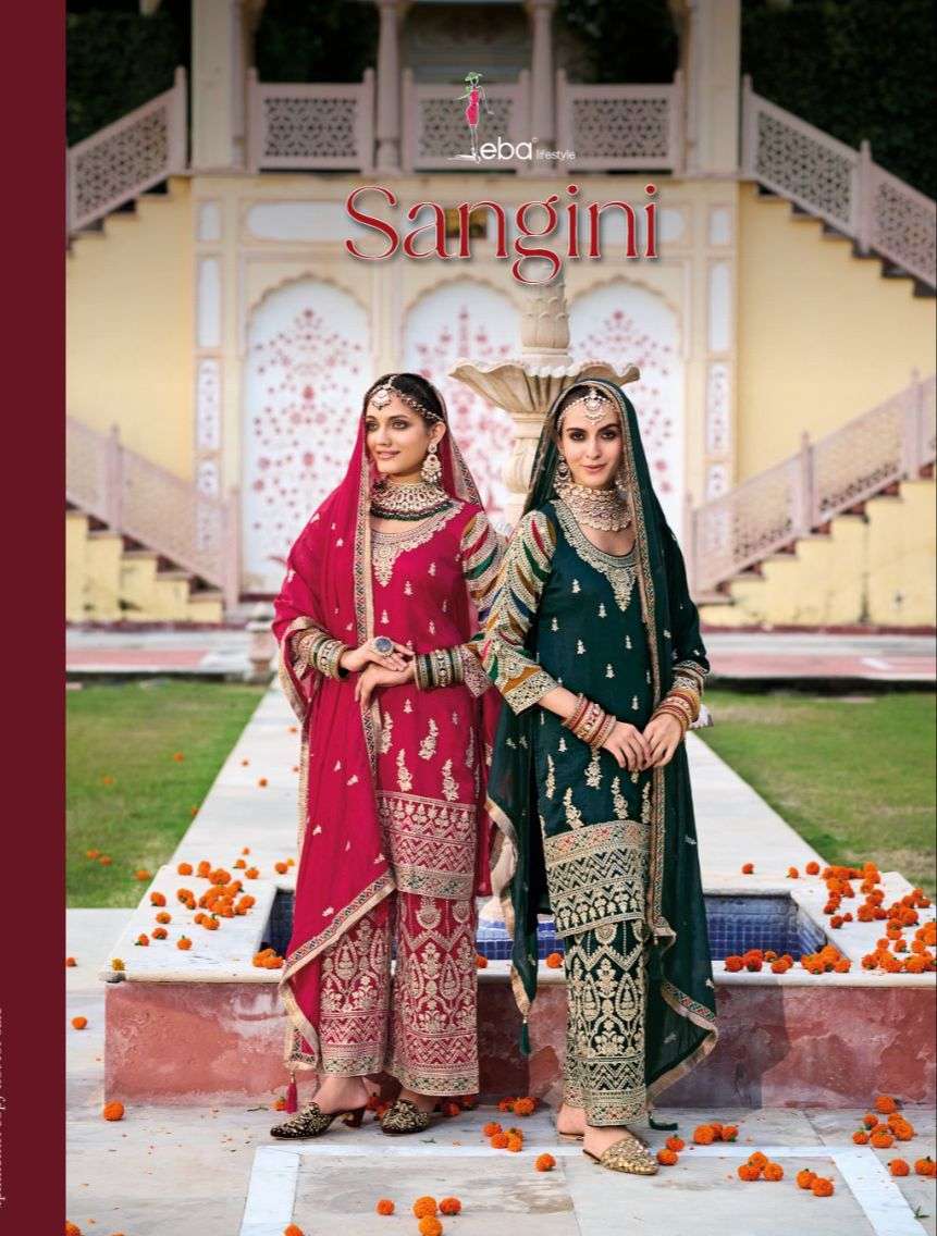 eba lifestyle catalogue sangini series 1626 to 1629 premium silk with emboidery work karva chauth special suit collection heavy embroidery bottom pant collection