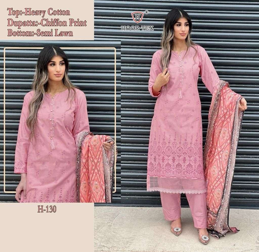 hoor tex h 130 heavy cotton pinkish colour pakistani suit collection cotton heavy embroidery pakistani suit 