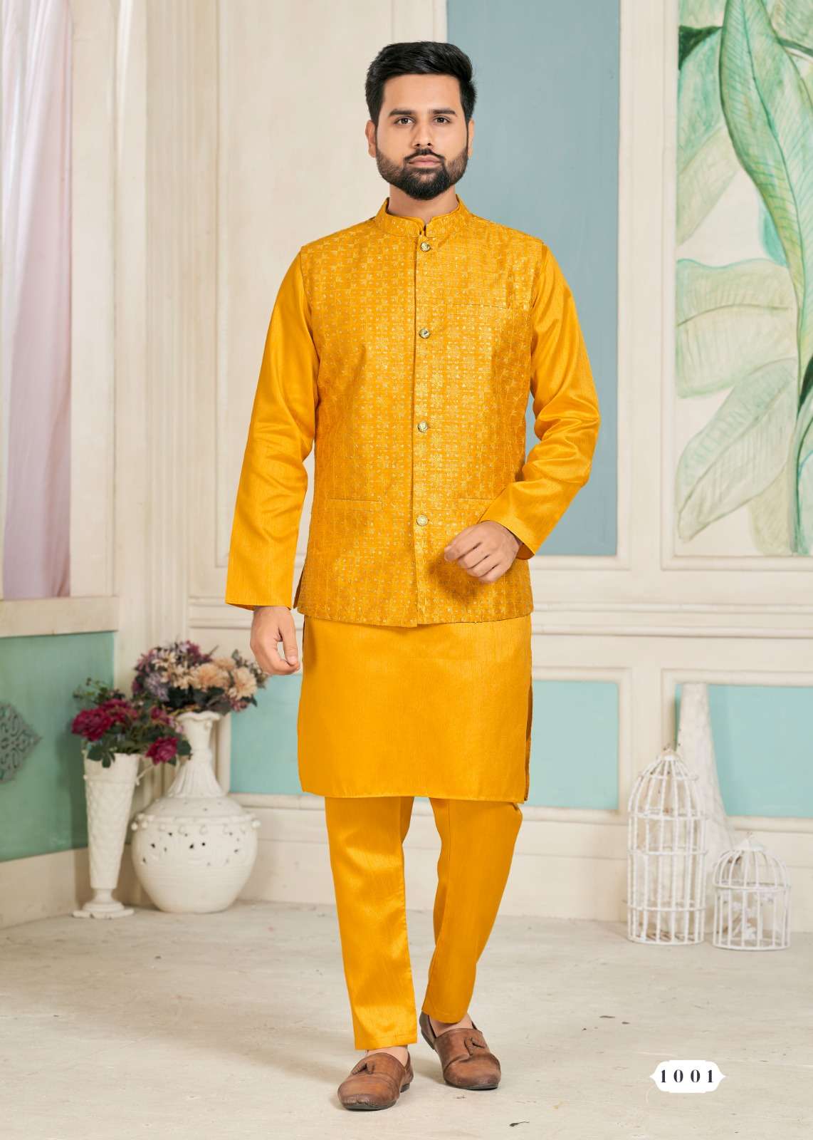 mens wear kurta pyjama swayamvar kurta pant koti set ready to wear in best 7 trending color mens kurta payjama koti set in affordable price  
