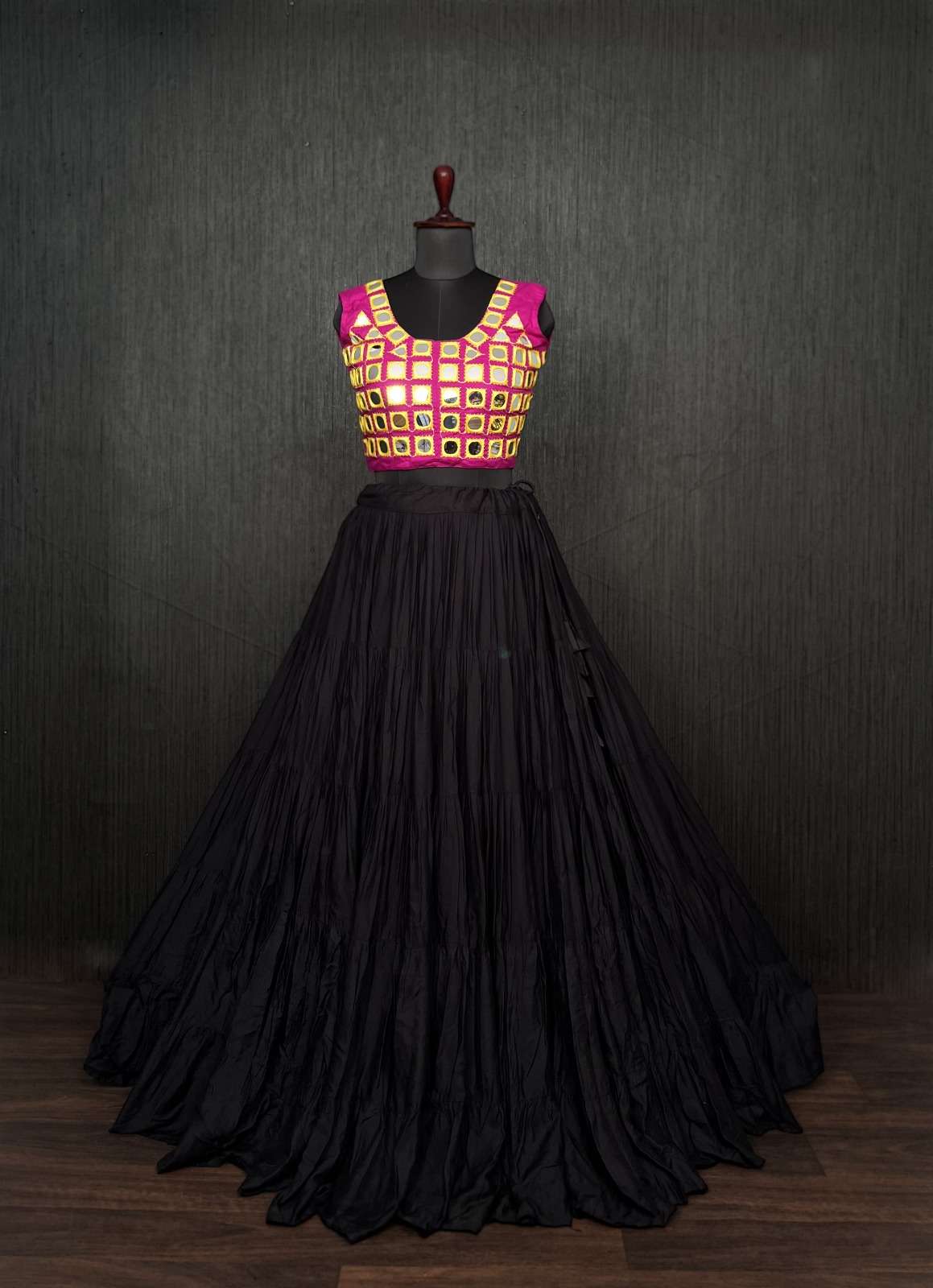navratri collections 2023 adorable designer readymade reyon lehenga choli set code ka 5023 multi frill lehenga choli with mirror work blouse 