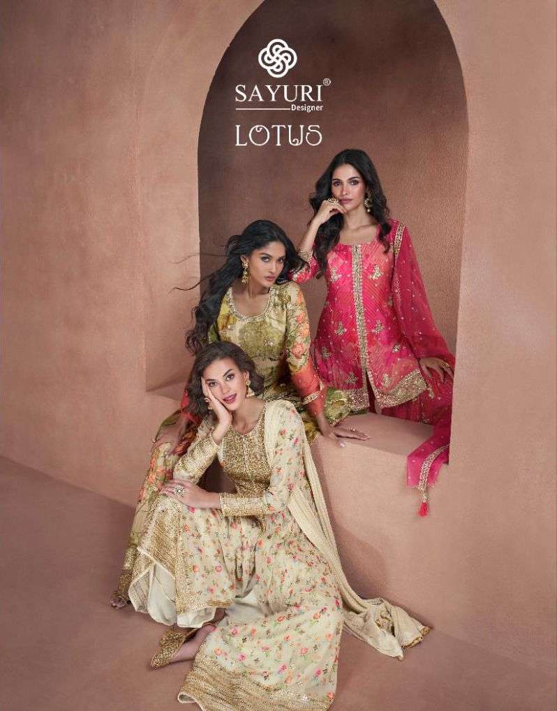 sayuri designer catalogue lotus series 5296 to 5299 partywear dresses stylish indowesterm mix dresses catalogue collection by sayuri designer 