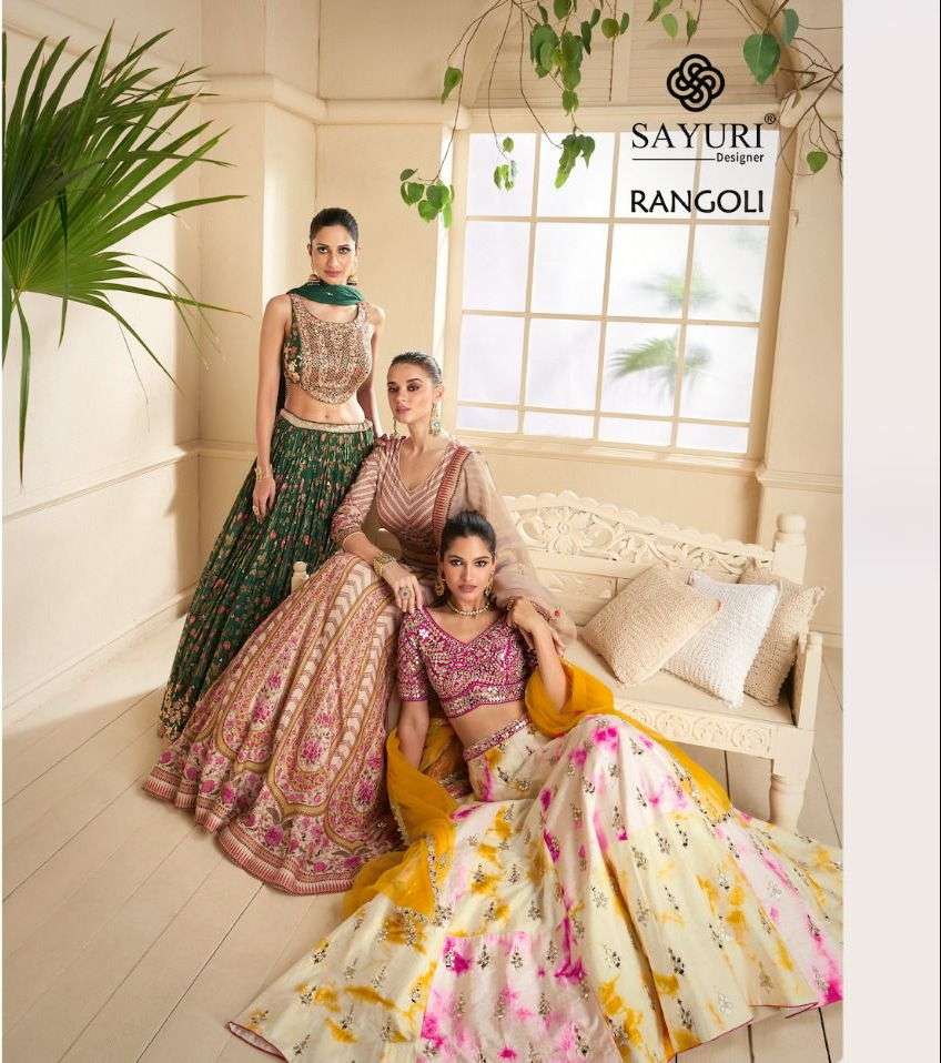 sayuri designer catalogue rangoli series 5316 to 5318 stylish designer partywear bridal wear lehenga collection designer lehenga 