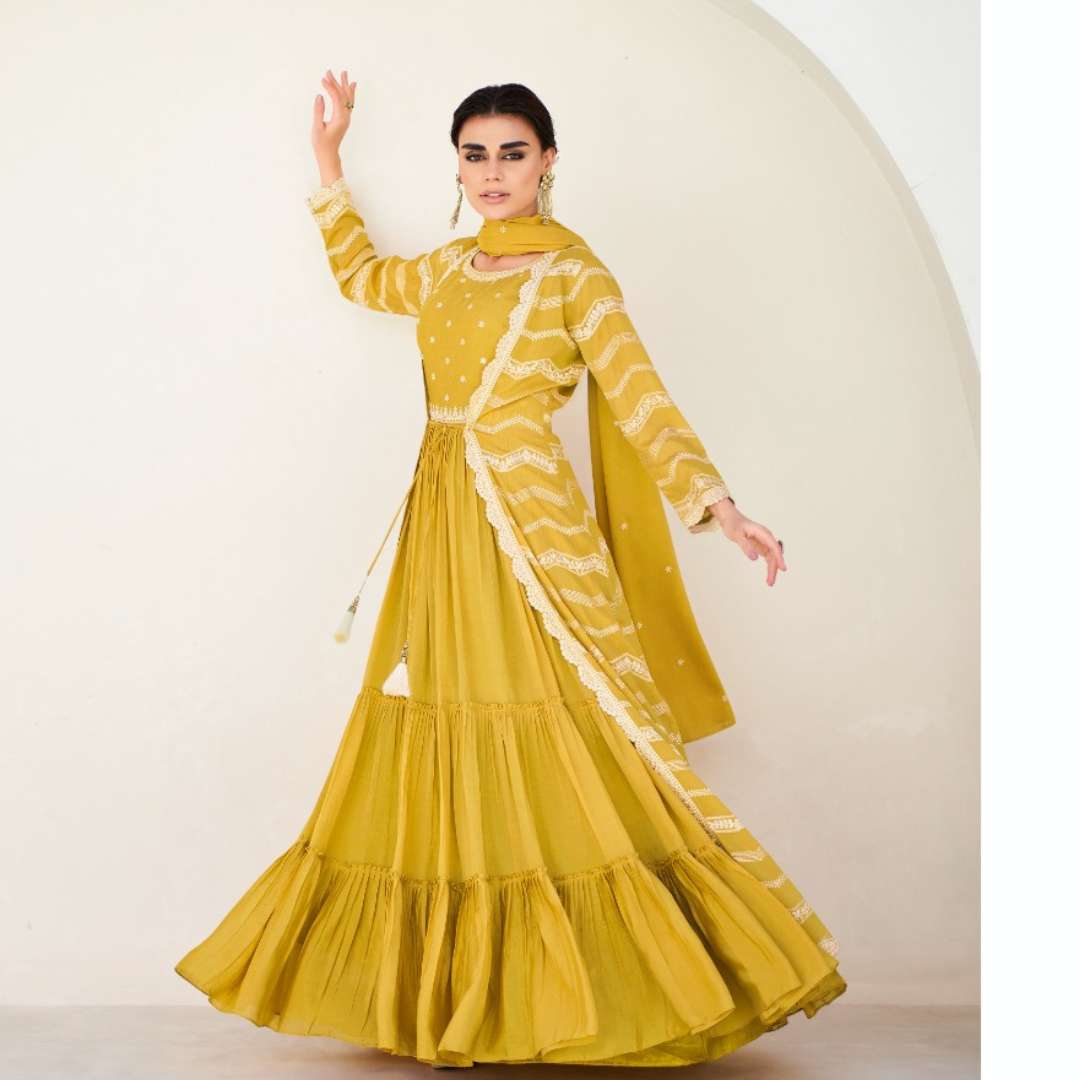 aashirwaad creation catalogue naaz series 9778 to 9780 premium chinnon silk free size stitch duptta premium chinnon silk heavy partywear elegant indian dresses collection 