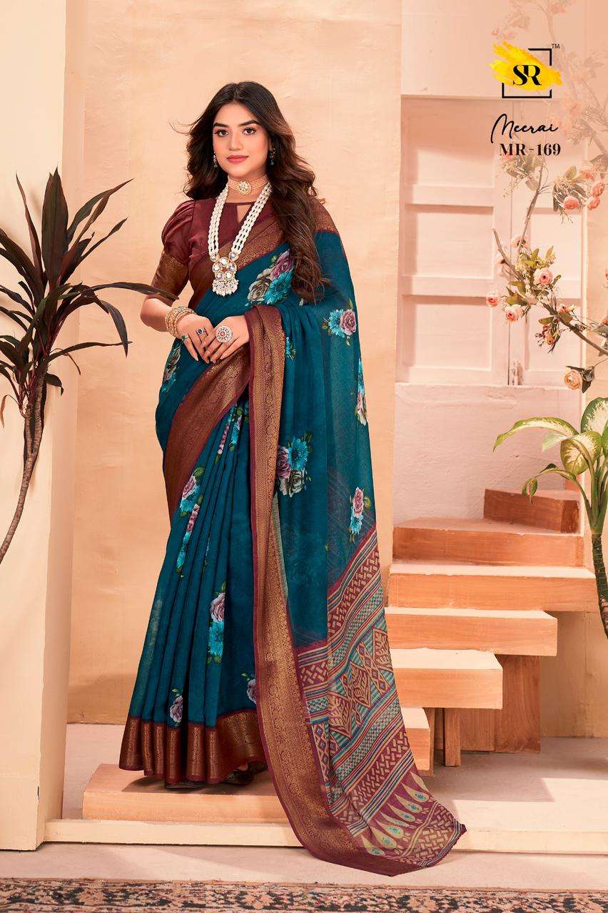 soft cotton silk saree brand name sr brand catalogue meerai fabric soft cotton silk jaquard pannel borderbeautiful design and color matching 