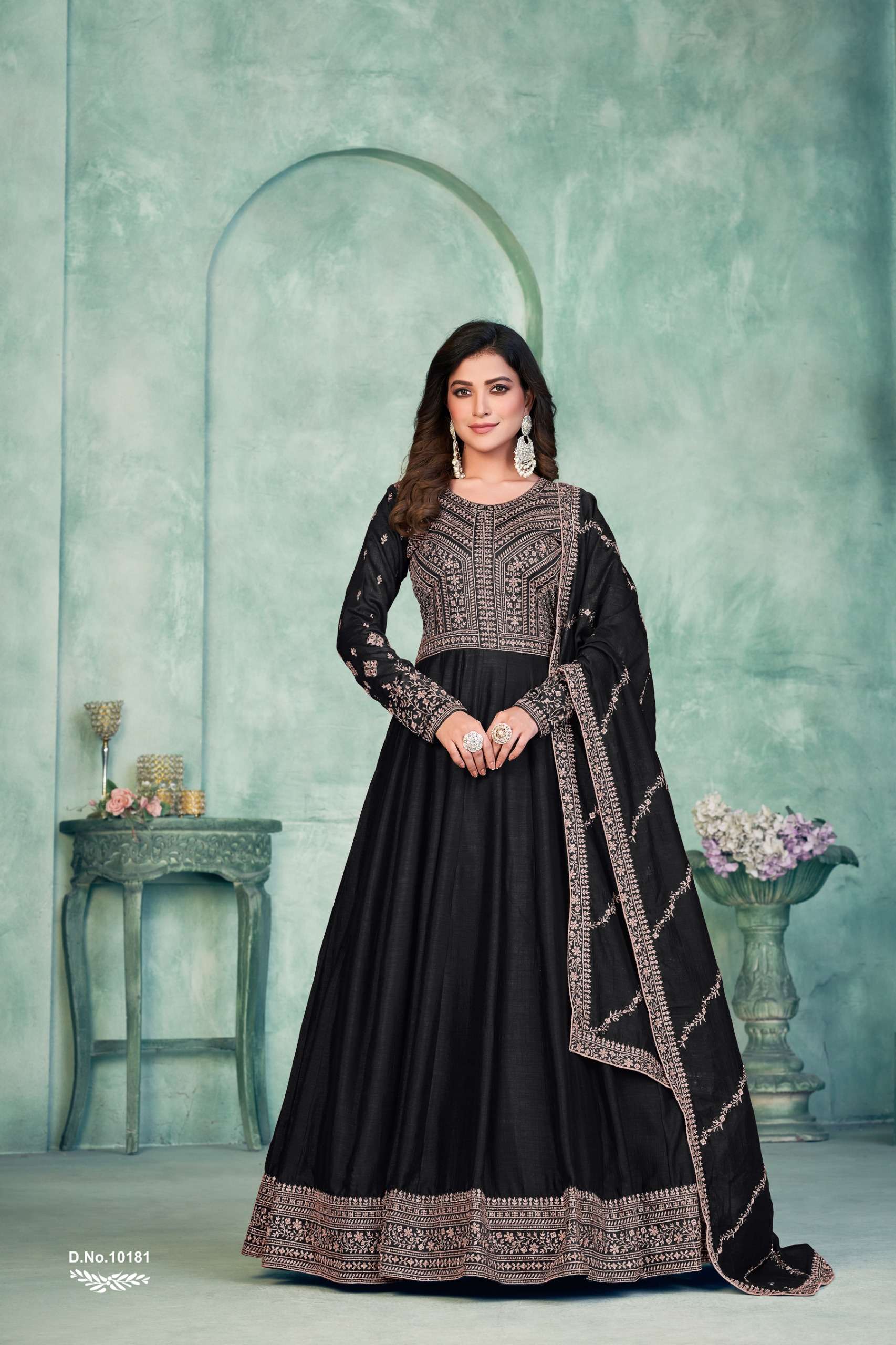 anjubaa vol 18 series 10181 to 10184 designer stylish elegant embroidery partywear gown dresses collection  