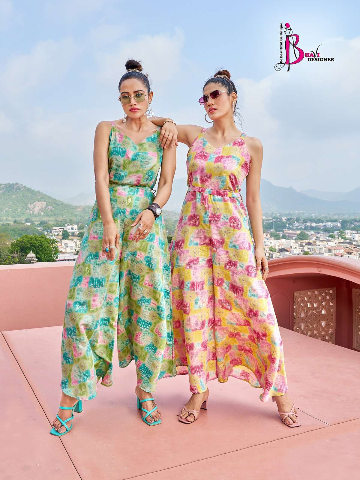 bhavi designer catalogue jump suit vol 1 printed modal silk designer indowestern jumpsuit collection stylish girlish jumpsuit  