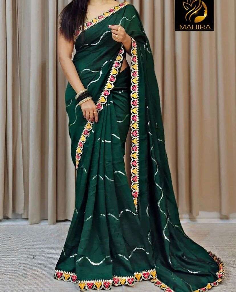 designer partywear indian saree desinger saree with stiched blouse heavy vhichitra blooming saree with beautiful whole saree sequins design nd rich look saree 