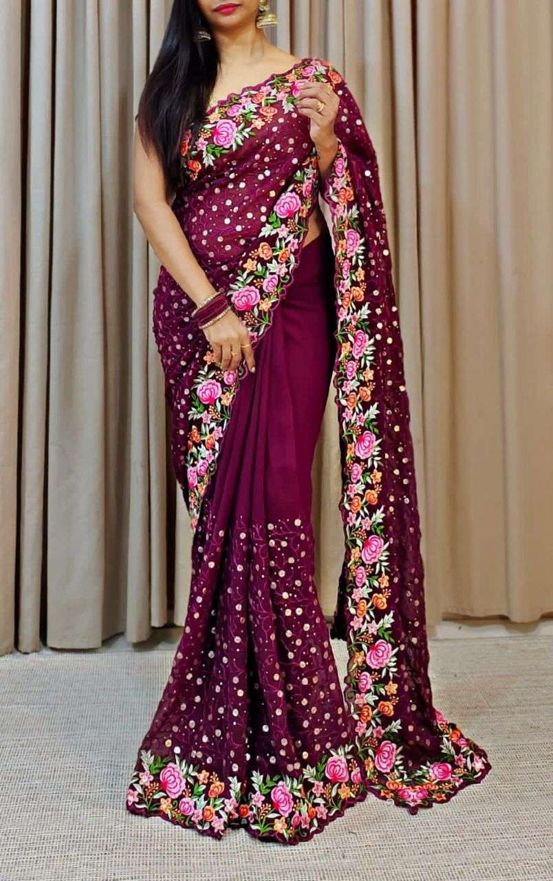 embroidery and sequence work partywear saree presenting you most beautiful sequins saree collection design number kc 764 partywear saree collection  