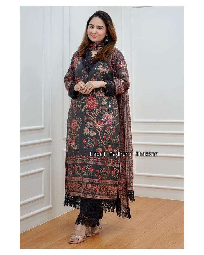 featuring black pakistani suit which is beautifully decorated with digital prints sequin embroidery and lace detailings all over readymade pakistani suit  