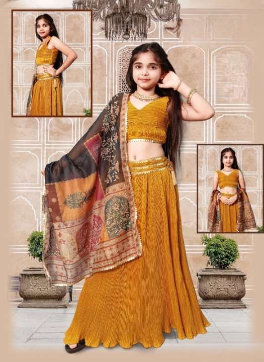 girls kids wear lehenga choli 6 colour fabric imported craze dupatta chanderi size 6 year to 12 year girls kids wear lehenga  
