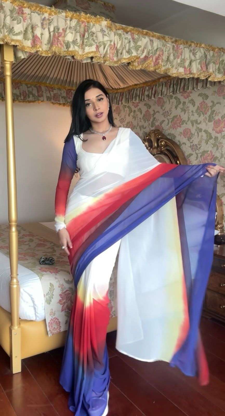 just one minute saree in super georgette saree georgette dual shade ready to wear saree collection ready to wear on minute saree 
