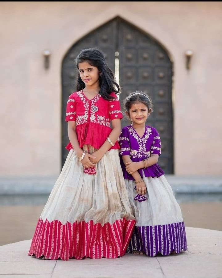 kids girls wear lehenga 2 year to 15 year girls partywear lehenga trending sequins embroidered with beautiful  work  stitched lehenga blousewith for festive season     