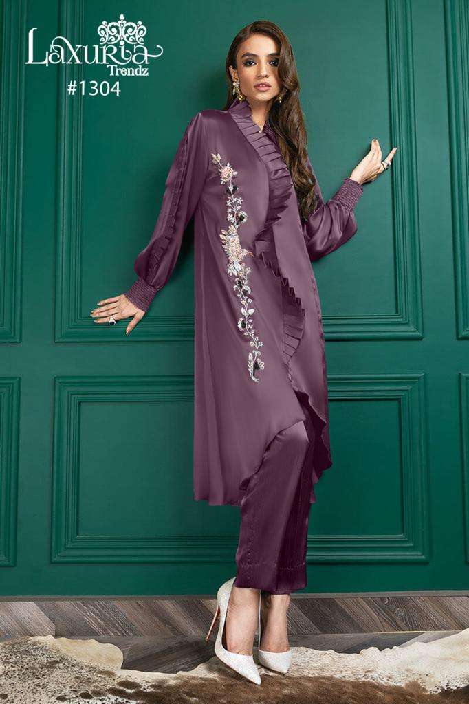 laxuria trendz design number 1304  designer tunic with gorgeous handwork n sleeves in pattern n glamours outfit with stylish handwork with pants 