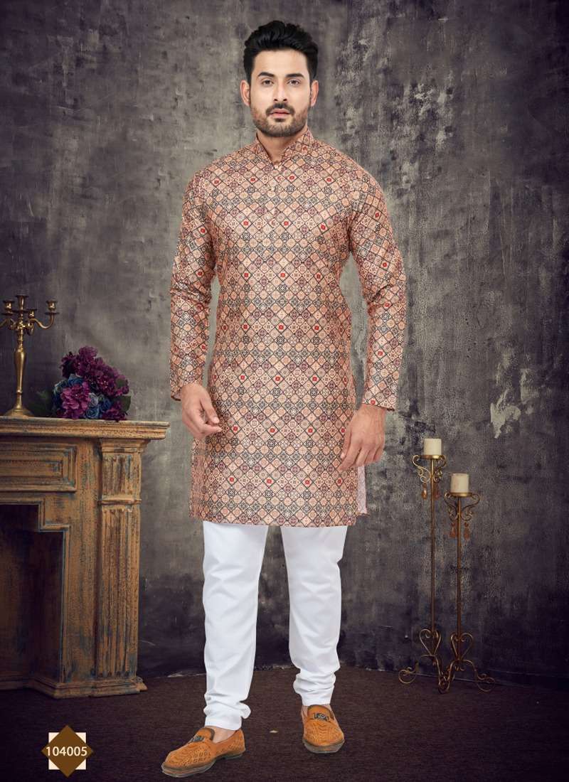 mens wear kurta pyjama kurtas for all wholesalers retailers or resellers catalogue name outluk 104 105  cotton with digital print 
