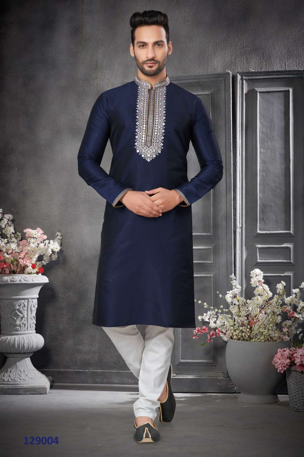 mens wear kurta pyjama outluk added new designs in embroidery work kurta pajama catalog name outluk vol 129 mens kurta pyjama in affordable price  