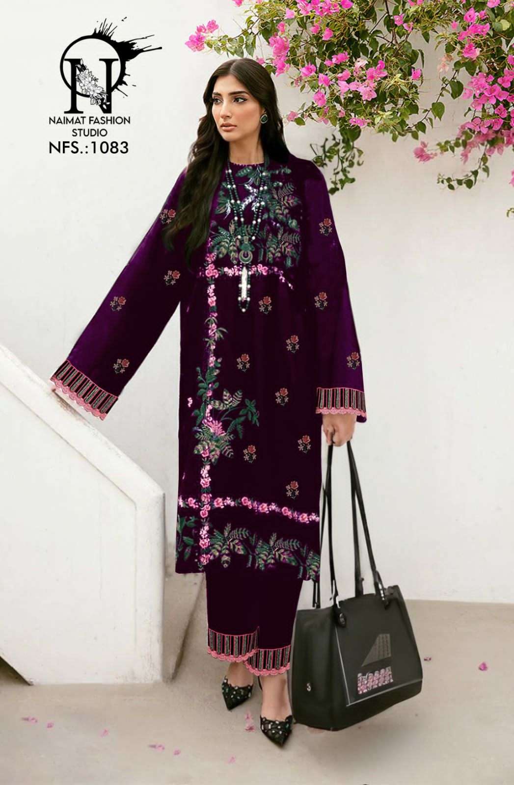 naimat fashion studio design number nfs 1083 velevet designer readymade suit collection pakistani readymade velvet suits 