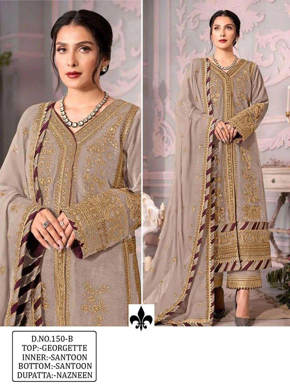 pakistani desigs kf 150 4 colour heavy georgette with sequence embroidery work & diamonds work designer partywear pakistani suit collection 