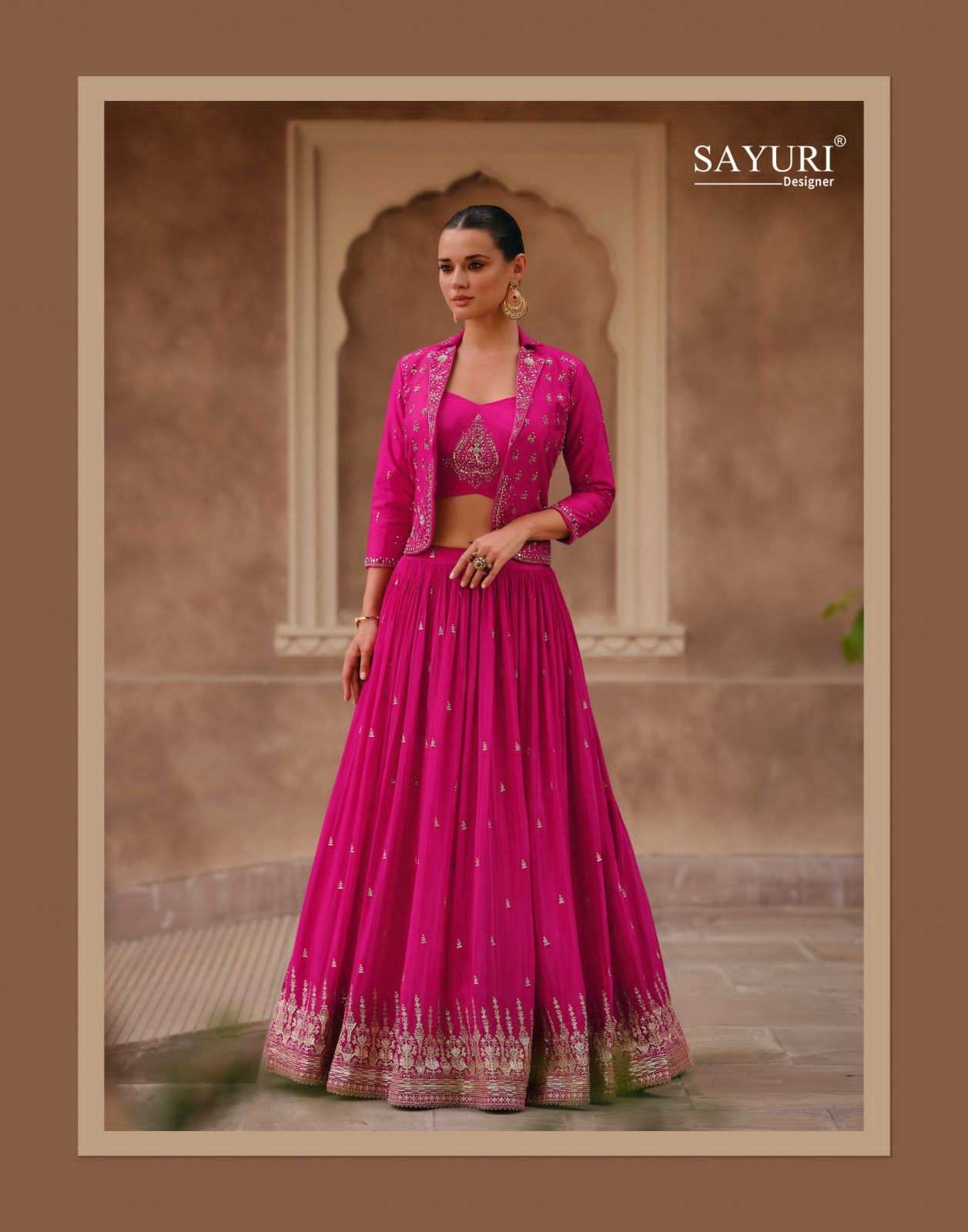 sayuri designer catalogue simran series 5391 to 5393 designer partywear jacket and blouse stylish full choli koti and blouse designer stylish branded lehenga collection for parties 