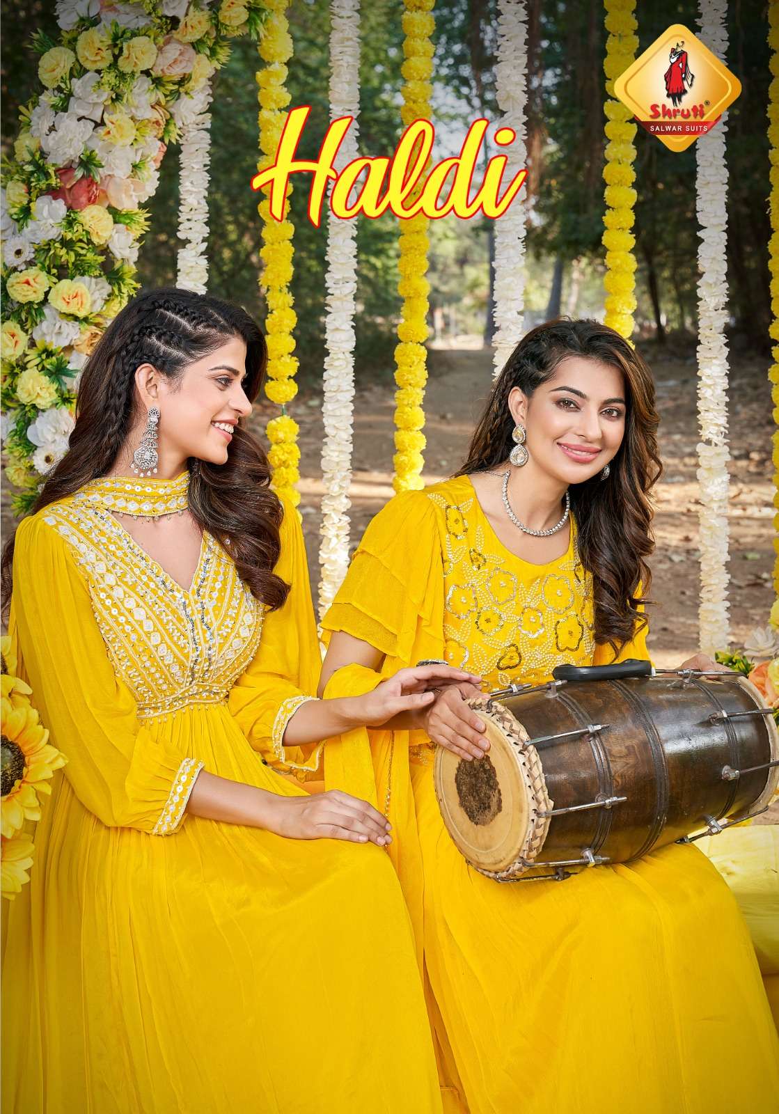 shruti suits catalogue haldi haldi outfit gorgeous silhouette pretty handwork indowestern collection partywear indowestern collection yellow colour haldi outfit 