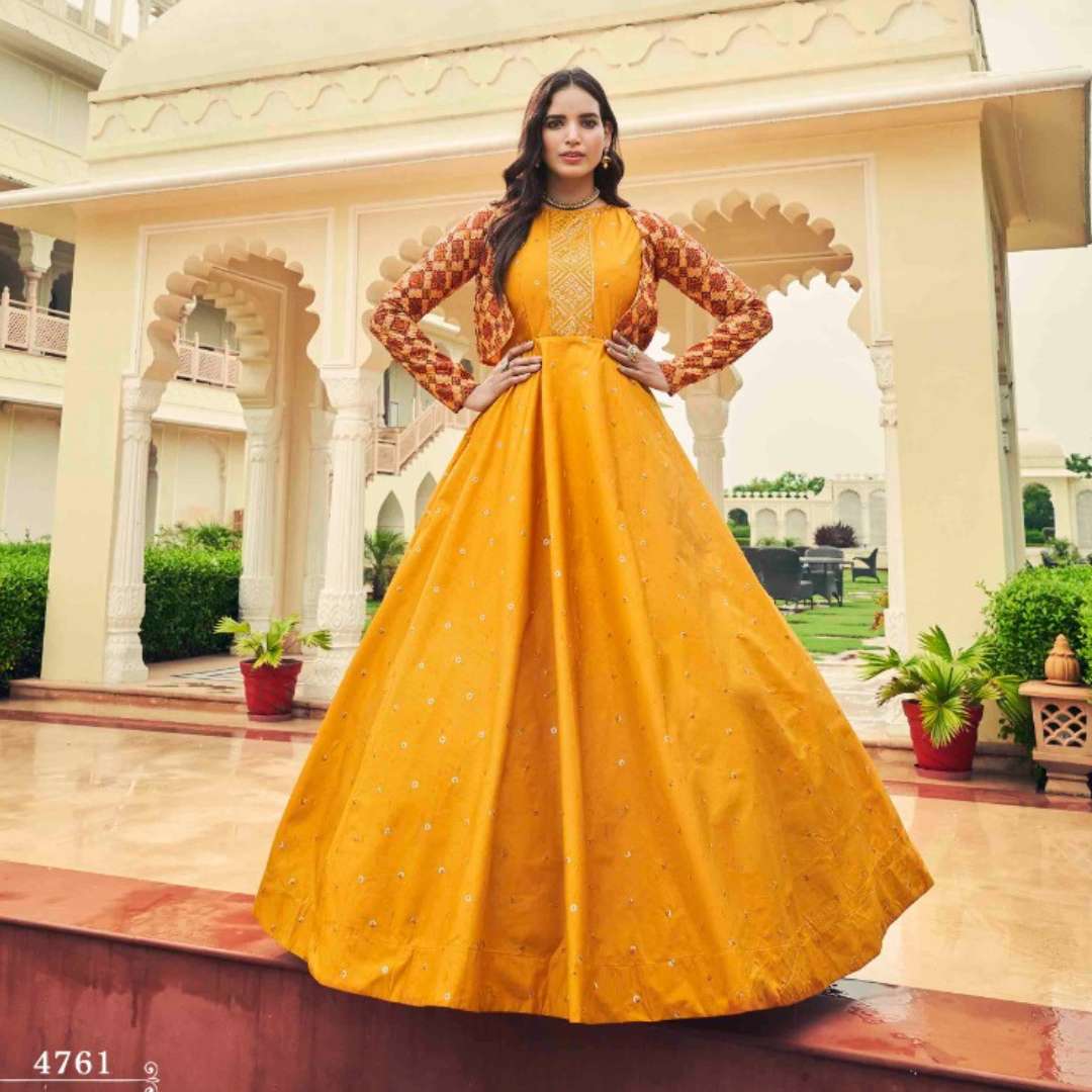 shubhakla catalogue flory vol 22 series 4761 to 4769 new exclusive sequince embroidered work anarkali gown collection designer gown with koti  